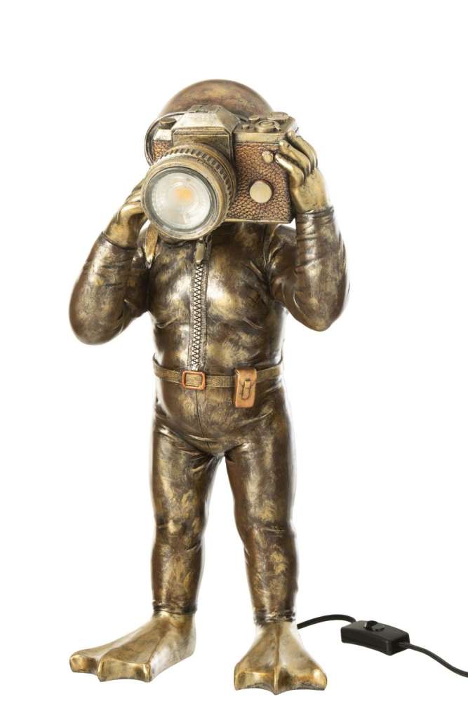 TABLE LAMP DIVER POLYRESIN ANTIQUE BROWN