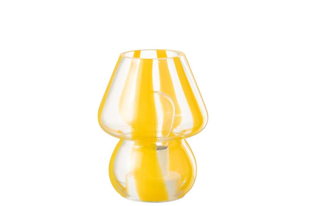 TABLE LAMP STRIPES GLASS TRANSPARENT/YELLOW SMALL