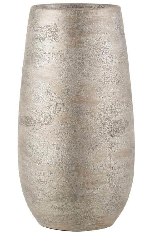 VASE IRREGULAR ROUGH CERAMIC SILVER LARGE