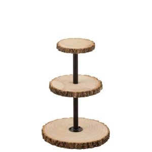 TRAY 3 LEVELS ROUND PAULOWNIA WOOD NATURAL