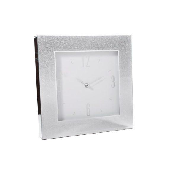 Klokke Bord/Vegg Sølv M/Glitter 30Cm