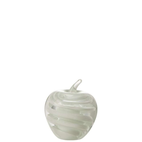 PAPERWEIGHT APPLE GLASS WHITE SMALL