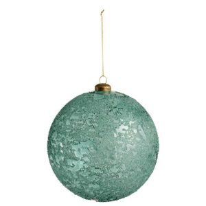 CHRISTMAS BALL GLASS CLEAR ANT AZURE EXTRA LARGE