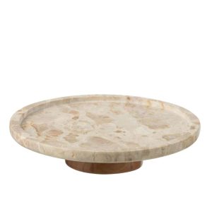 SERVING BOARD TURNING ROUND MARBLE BEIGE/NATURAL