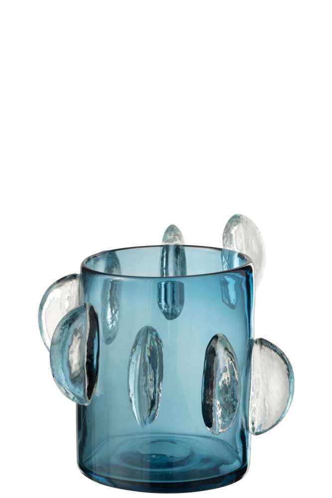 VASE STEGGY LOW GLASS BLUE