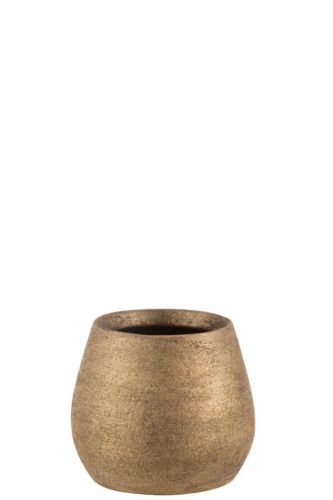 FLOWERPOT IRREGULAR ROUGH CERAMIC GOLD SMALL
