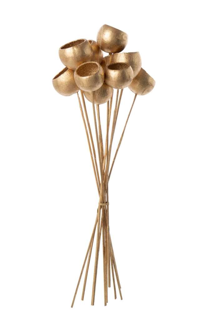 BUNDLE OF 10 BRANCH DRY FLOWER GOLD COLORED