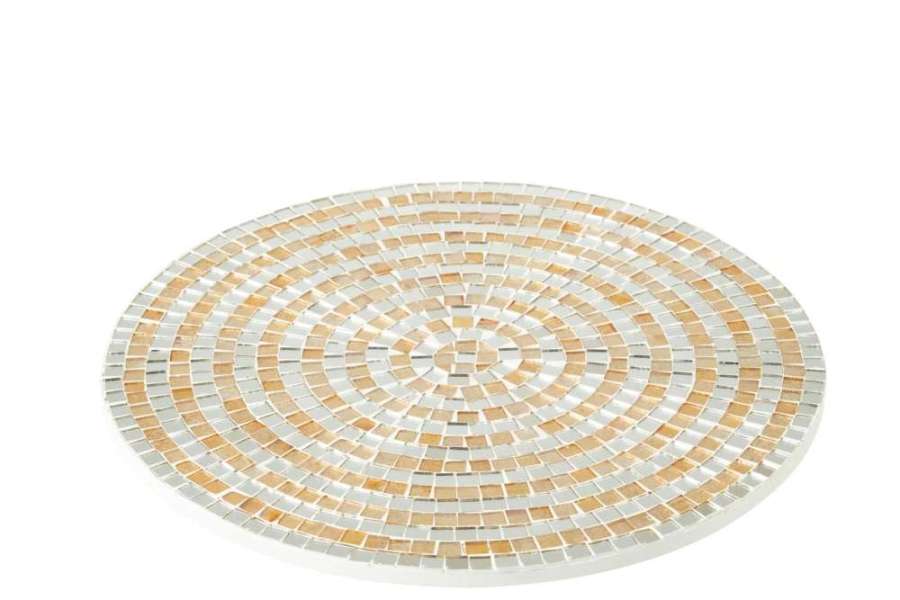 TRAY MOSAIC GLASS SILVER/GOLD LARGE