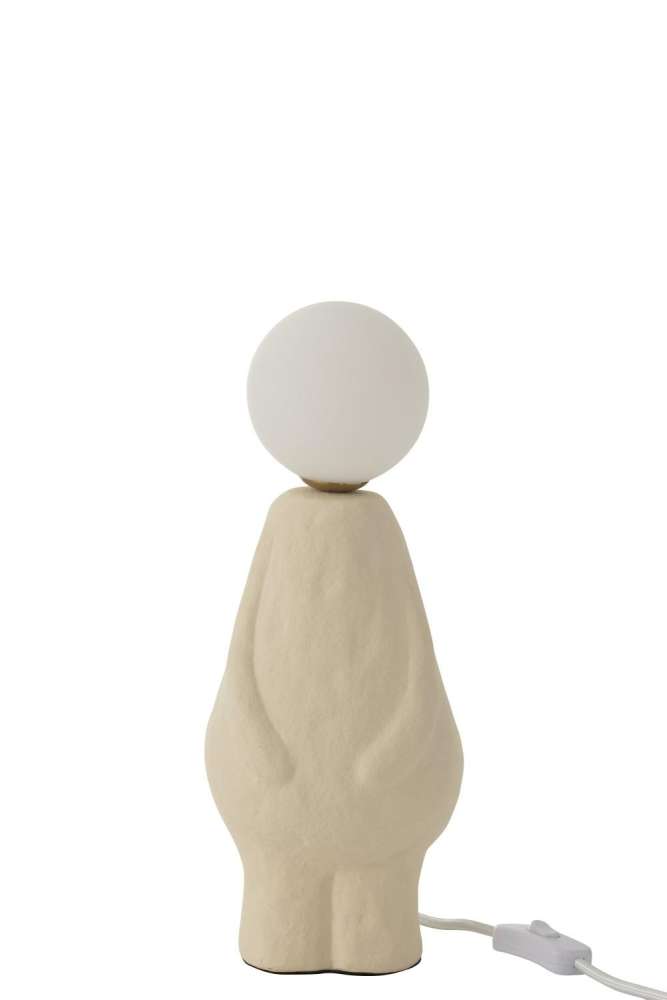 TABLE LAMP GLASS GLOBE STONEWARE BEIGE
