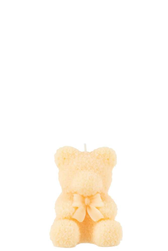 CANDLE TEDDY BEAR LIGHT YELLOW SMALL-8H