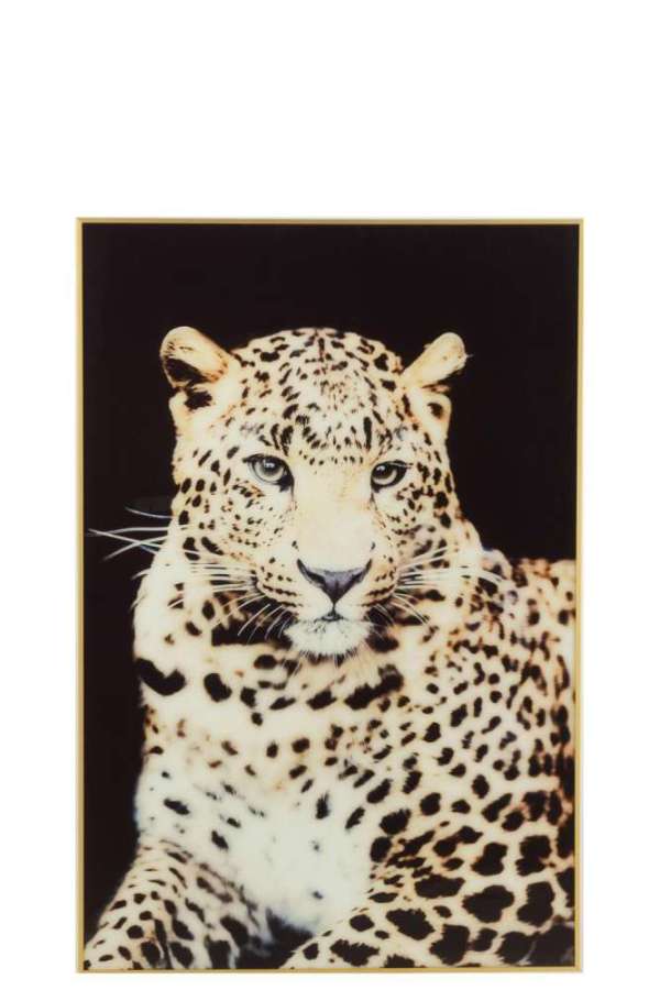 WALL DECORATION LEOPARD GLASS/ALUMINIUM BLACK/GOLD