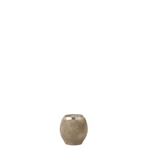 TEALIGHT HOLDER FROSTY ROUND GLASS SILVER SMALL