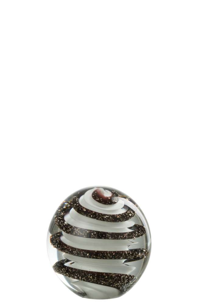 PRESSE-PAP VAGUE VERRE NOIR/BLANC LARGE