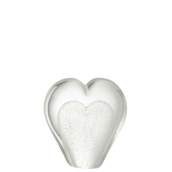 PAPERWEIGHT HEART GLASS WHITE LARGE