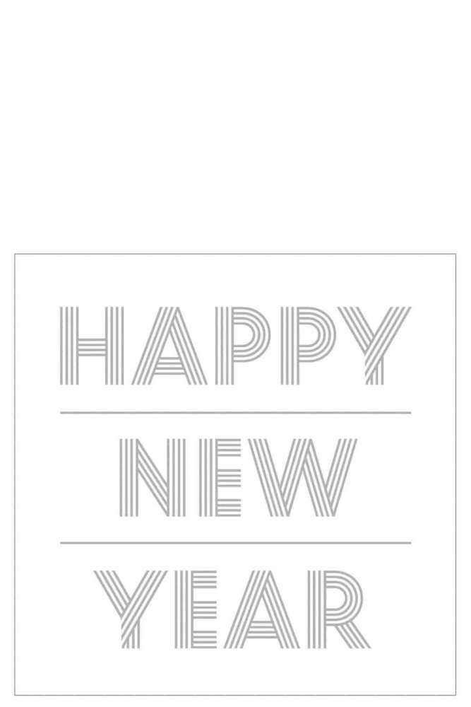 STACK 20 NAPKINS HAPPY NEWYEAR PAPER WHITE/SILVER LARGE