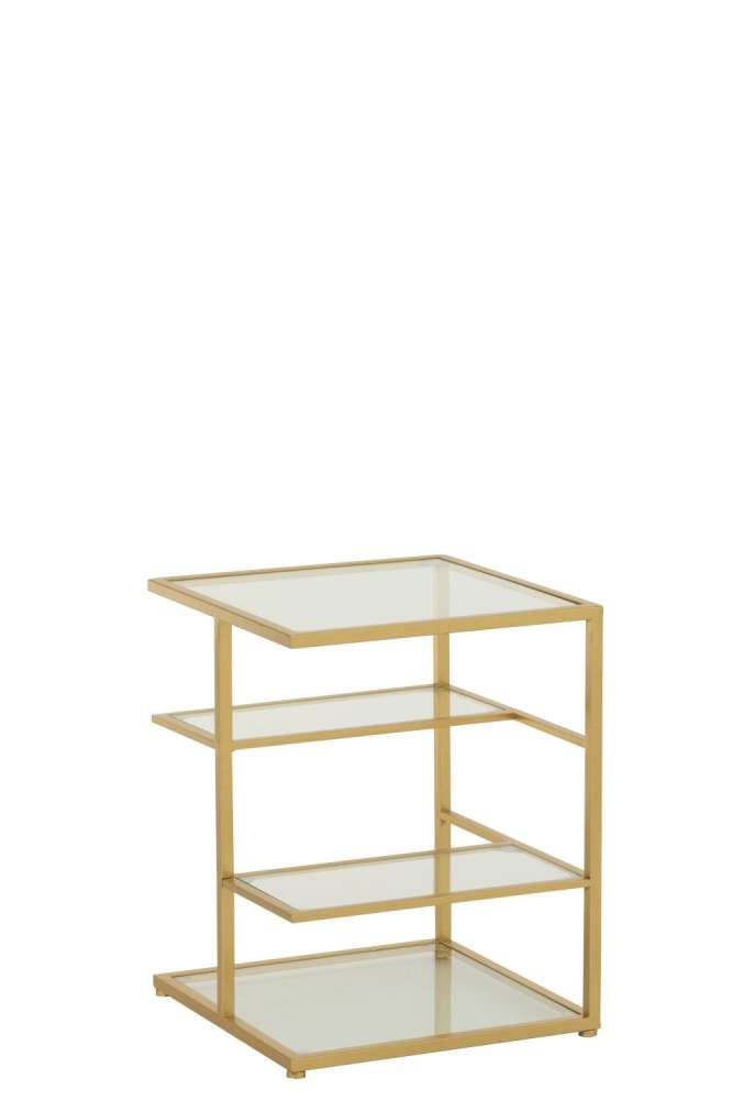 SIDE TABLE IRON/GLASS GOLD COLORED