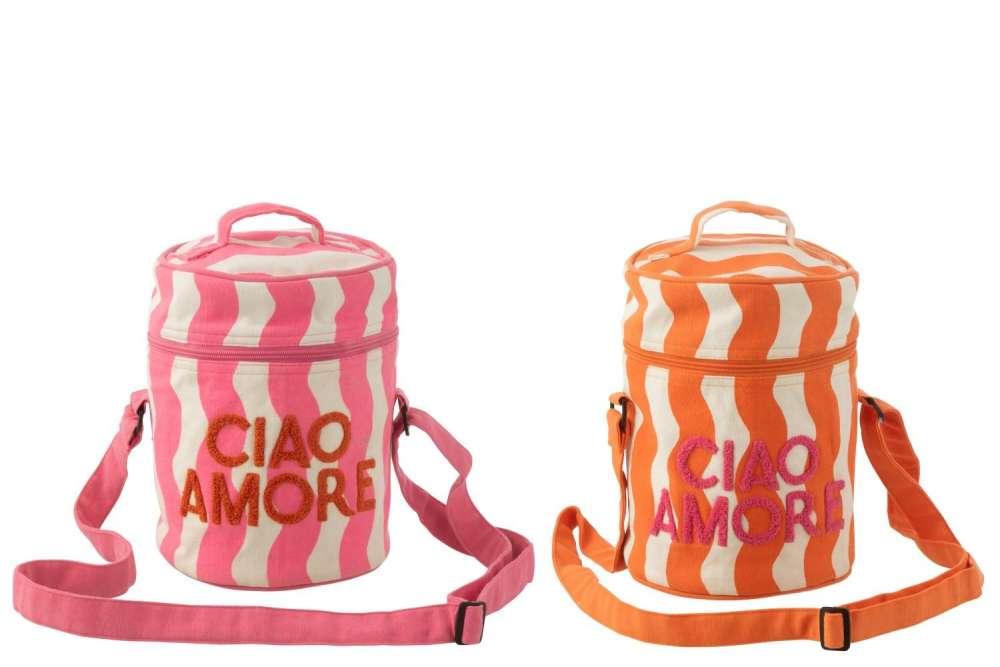 COOL BAG CIAO AMORE COTTON PINK/ORANGE ASSORTMENT OF 2