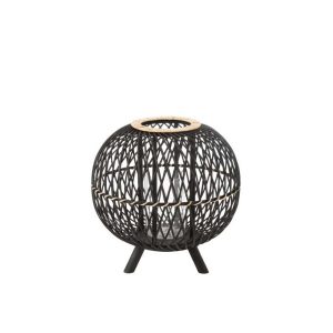 LANTERN BALL ON FOOT BAMBOO BLACK/NATURAL LARGE
