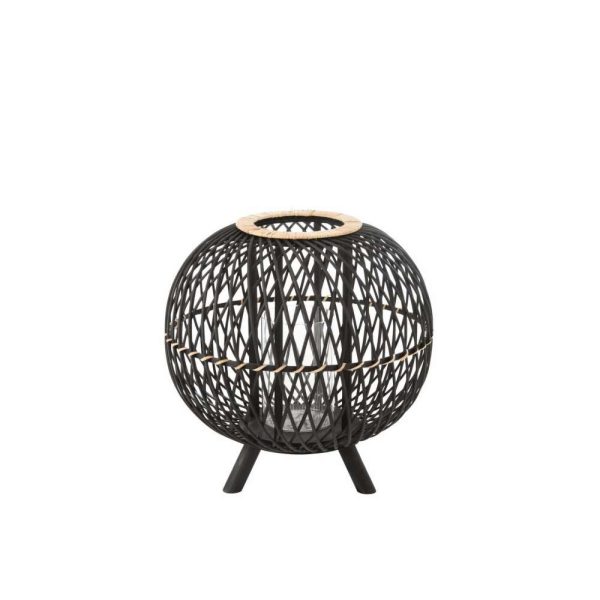 LANTERN BALL ON FOOT BAMBOO BLACK/NATURAL LARGE