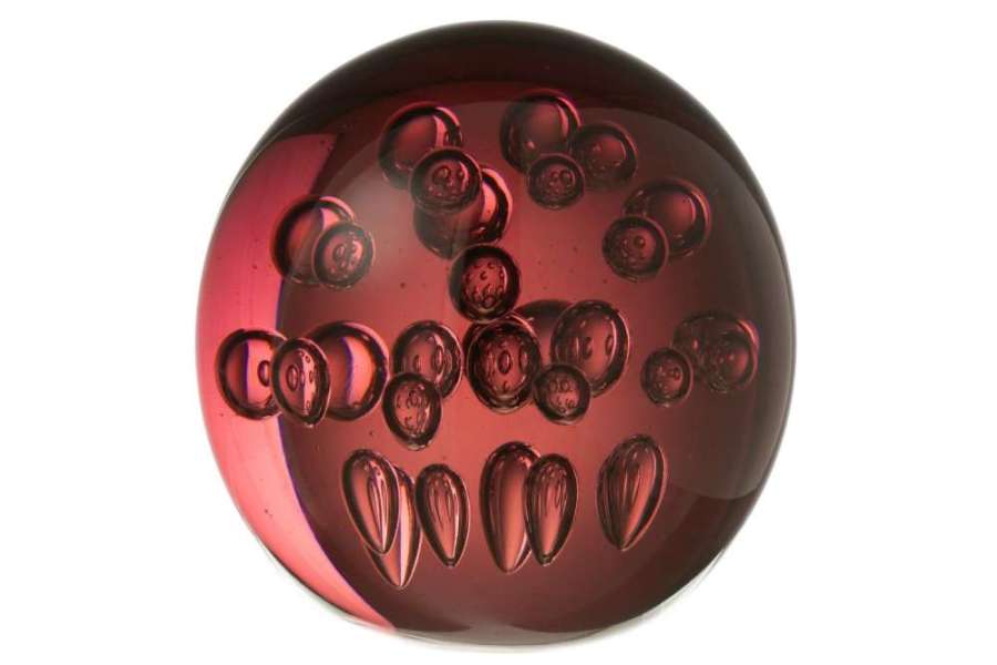 PAPERWEIGHT BUBBLES GLASS BURGUNDY LARGE