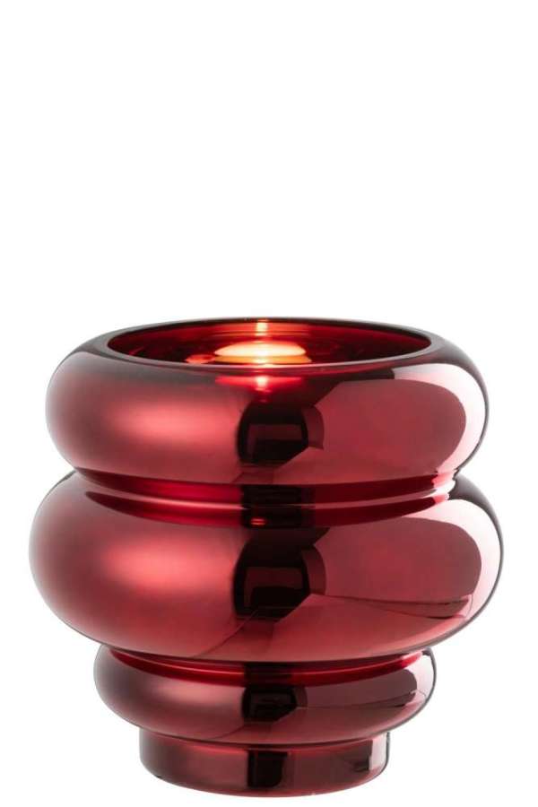 TEALIGHT HOLDER/VASE CLÉA GLASS DARK RED