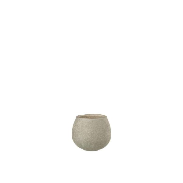 TEALIGHT HOLDER CRACKLE BALL GLASS GREY