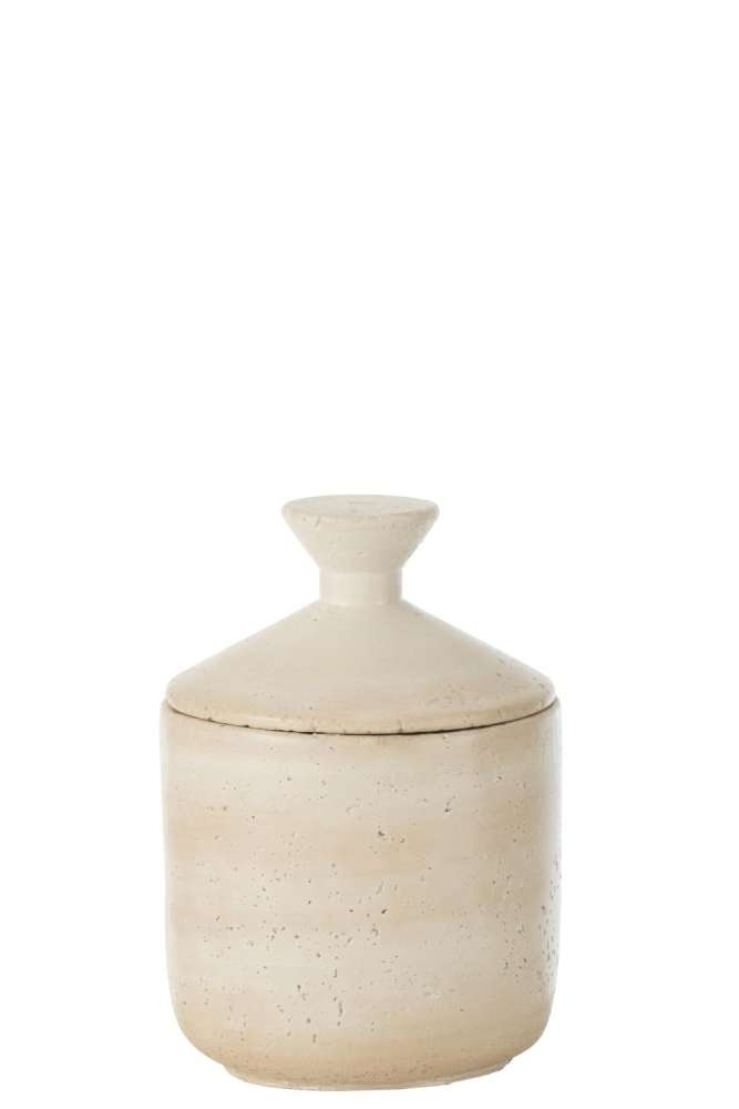 JAR DECORATIVE OLINA CEMENT CREAM LARGE