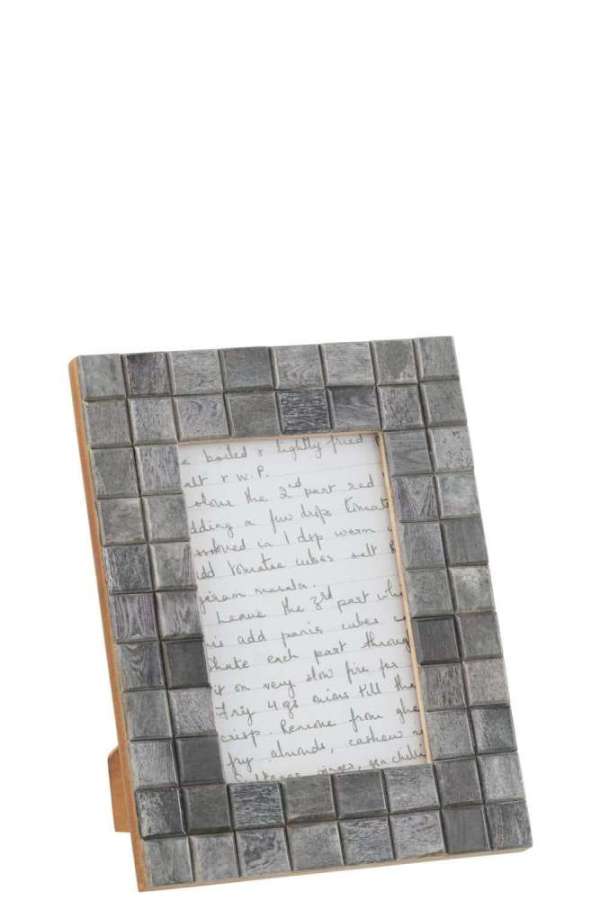 PHOTOFRAME PATTERN SQUARE 10X15 WOOD/HORN GREY S 17X22CM
