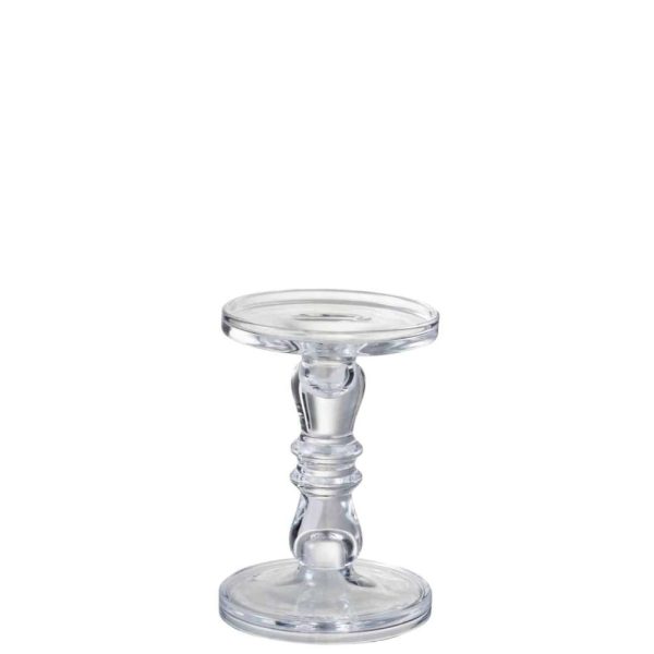 CANDLESTICK/CANDLE HOLDER LETI GLASS TRANSPARENT SMALL