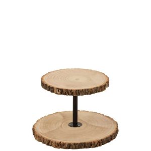 TRAY 2 LEVELS ROUND PAULOWNIA WOOD NATURAL