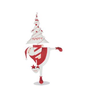 SANTA CLAUS LED TREE IRON CHRISTMAS RED/WHITE LARGE