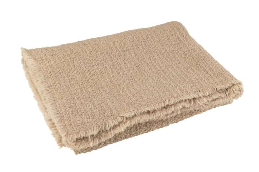 PLAID FRAYED EDGES COTTON/POLYESTER BEIGE