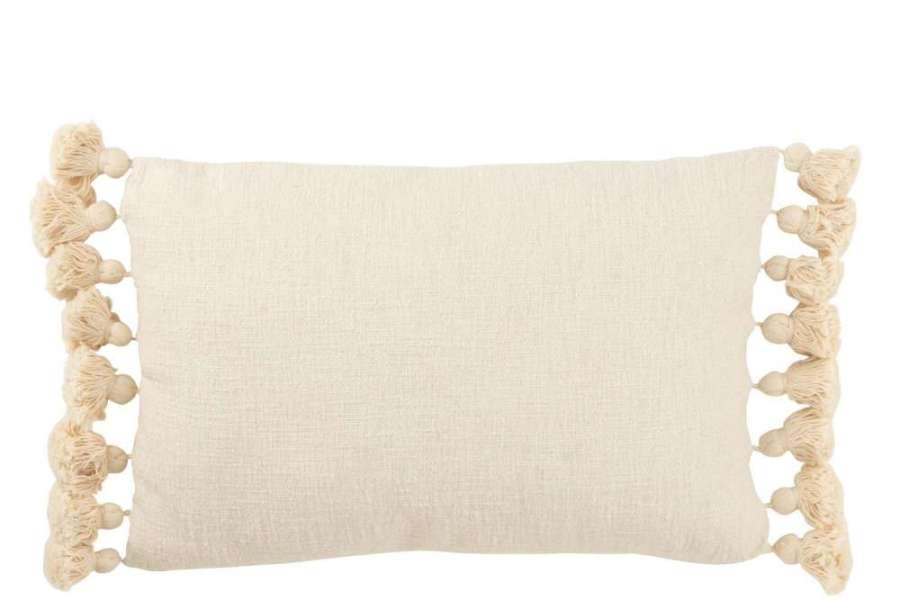 CUSHION TASSEL COTTON BEIGE LONG
