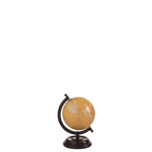 GLOBE ON FOOT WOOD OCHRE SMALL