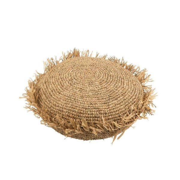 CUSHION ROUND RAFFIA NATURAL