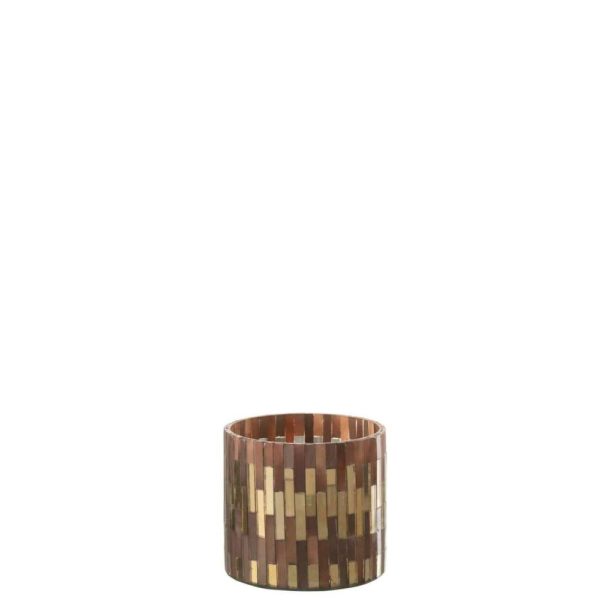 TEALIGHTHOLDER CHIC GLASS BROWN/GOLD SMALL