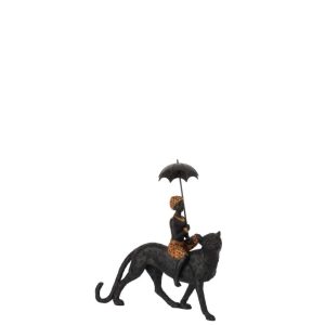 LEOPARD WITH BOY AND UMBRELLA POLY BLACK/BROWN