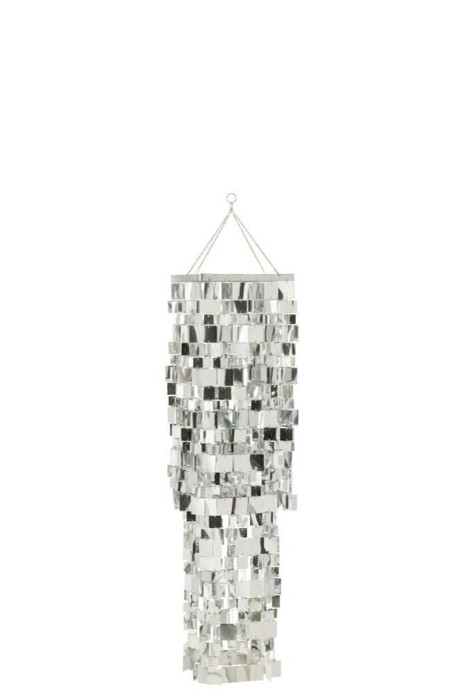 LAMP SHADE CHANDELIER SQUARE PVC SILVER COLORED MEDIUM