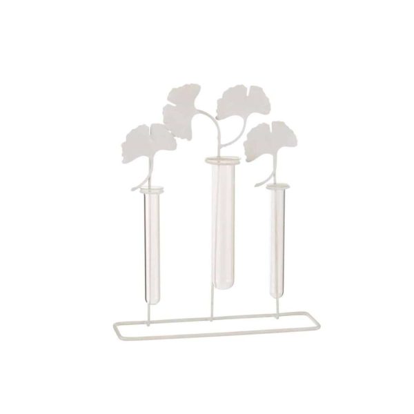 VASE 3 HOLDERS FLOWERS METAL WHITE