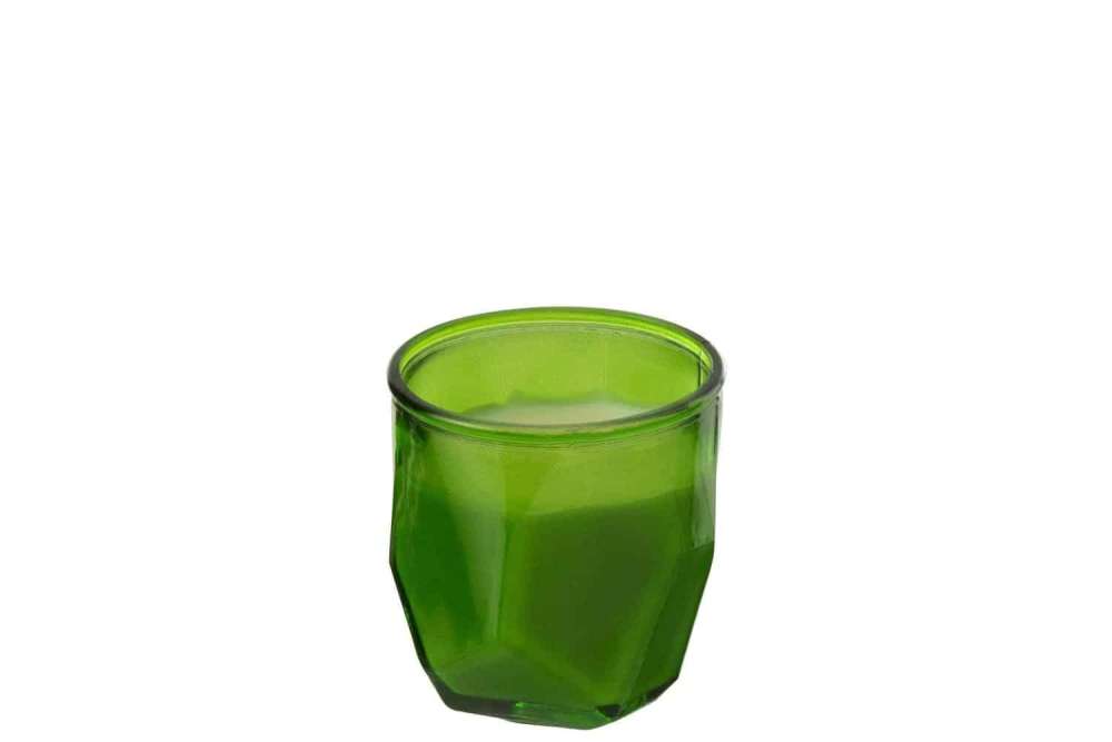 CANDLE ORIGAMI GLASS GREEN 25H