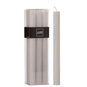 BOX 6 TABLE CANDLE  LIGHT GREY-9H