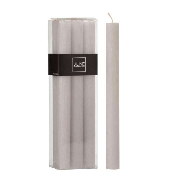 BOX 6 TABLE CANDLE  LIGHT GREY-9H