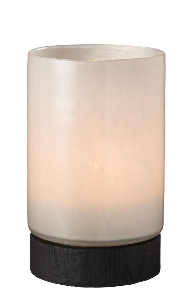 CANDLEHOLDER/VASE RAY GLASS/WILLOW WOOD GREY/BLACK LARGE