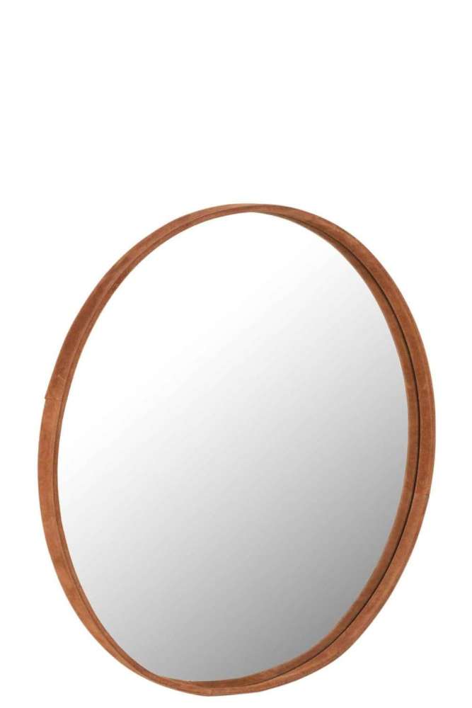 MIRROR ROUND LEATHER COGNAC LARGE