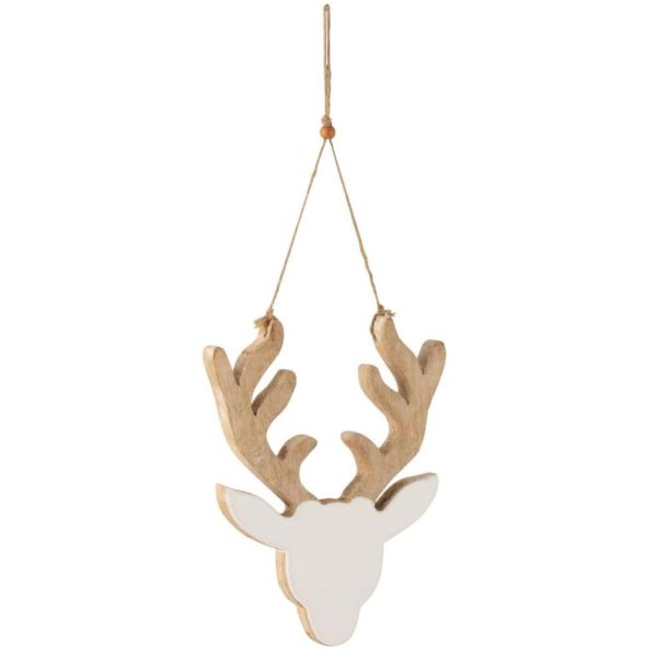 HANGER REINDEER MANGO WOOD WHITE/WHITE WASH LARGE