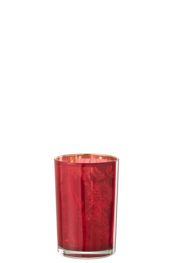 HURRICANE FLOWERS GLASS RED LARGE