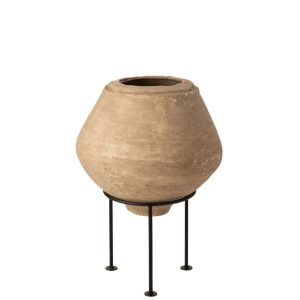 POT ON FOOT CHAD PAPIER MACHE BROWN