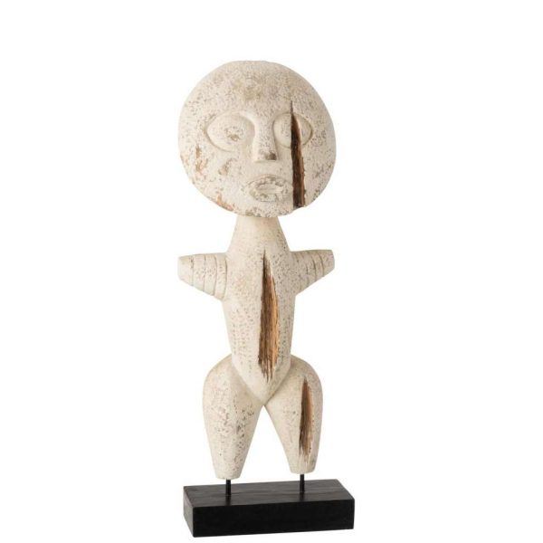 FIGURE PRIMITIVE ALABASIA WOOD WHITE MEDIUM