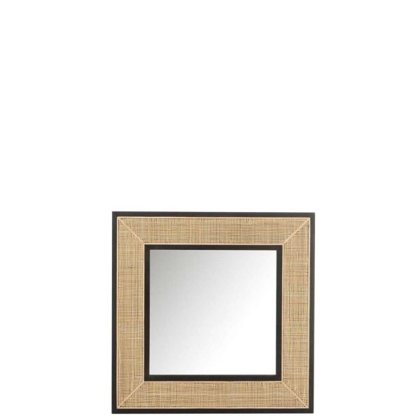 MIRROR MOLLY EXOTIC WOOD / BLACK RATTAN SMALL