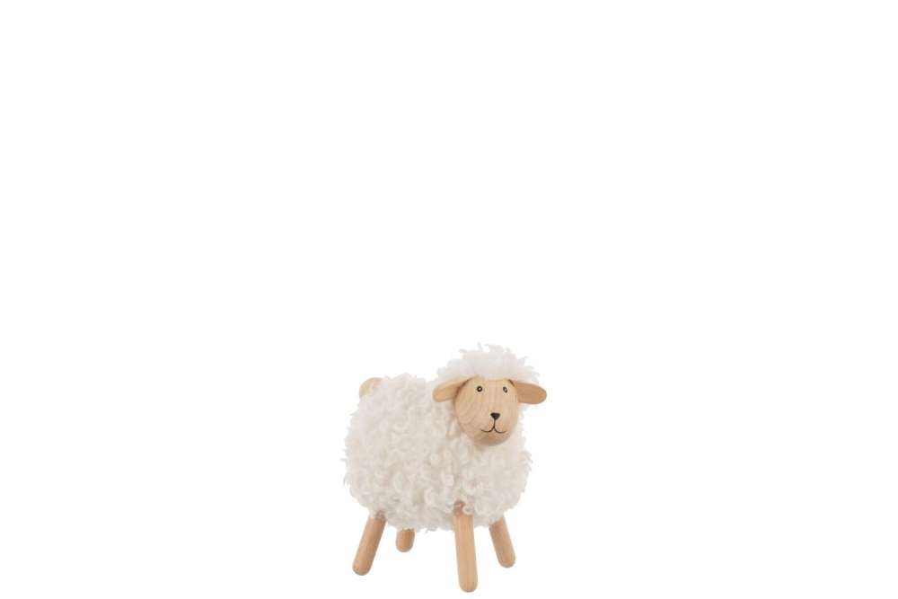 SHEEP DECORATIVE BEECH WOOD/FAUX FUR NATURAL/OFF-WHITE SMALL